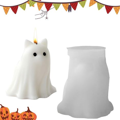 Moules en résine pour Halloween, réutilisables et antiadhésifs, pour la création de bougies fantômes et animaux d'Halloween (1/5)