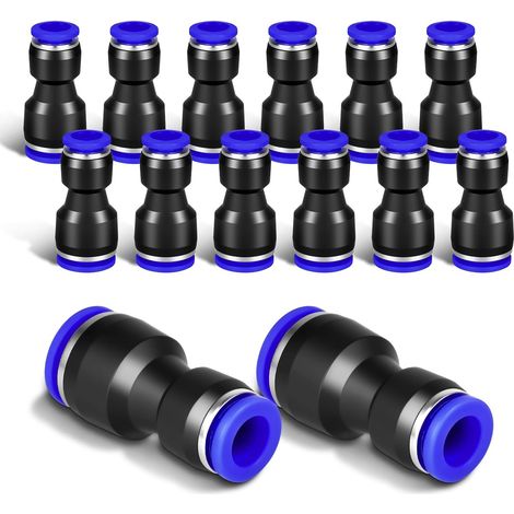 12PCS - Raccord Pneumatique - Connecteur Rapide - Réducteur 8mm à 10mm - Plastique PBT Résistant - Pour Tuyau Air Comprimé Industriel - Noir - 8x10cm (1/5)