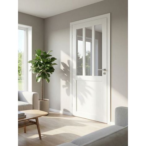 Bloc de puerta de taller blanco H204 x L83 cm, lado del tablero P. derecha, asa Pomerol Gd Menuiseries