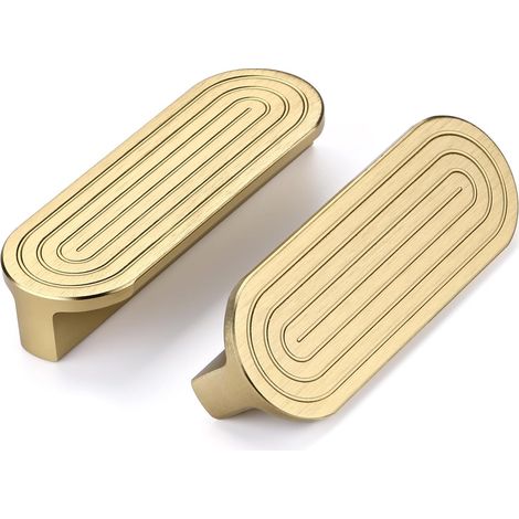 JSSEVN - 6 Pieces Brushed Brass Kitchen Cabinet Handles 64mm Zinc Alloy Gold Furniture Handles, Brass Cabinet Door Handle (1/5)