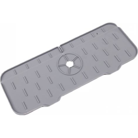 Tapis de protection en pour robinet cuisine évier égouttoir pliable attrape éclaboussures c 1pc Silicone Éponge Gris (1/4)