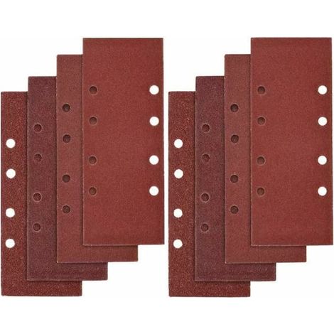40 PCS Papier de Verre, 93 x 185mm Feuilles Abrasives pour Ponceuse Vibrante 8 Trous Assorted P40, P60, P80, P100 Grit (1/4)