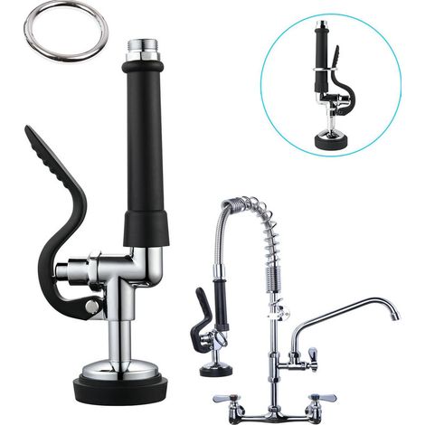 Pre-Rinse Kit for Commercial Sink – Hand Sprayer with 1.42 GPM Valve and Spray Head for Dishwashing, Professional Faucet Parts (1/4)