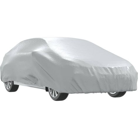 Autoabdeckung für Limousine mit Schnallenriemen Voll Silbern M vidaXL