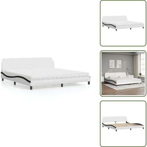 Matratze H2 H3 - vidaXL Bett mit Matratze "Dover" Weiß und Schwarz 200x200 cm Kunstleder - Schlaftisch (1/5)