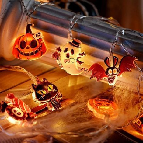Halloween Decoration Fairy Lights, 3 m 20 LEDs, Waterproof Ghost Pumpkin Lamp IP44, Autumn Decoration Batte LAMPION DE DECO DE FETE (1/5)