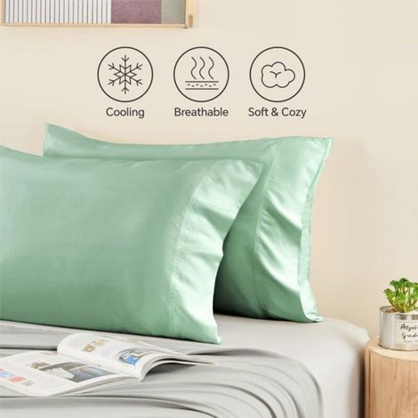 Taie D Oreiller - Soie - 51x66 Cm - Vert - 1 Piece (1/4)