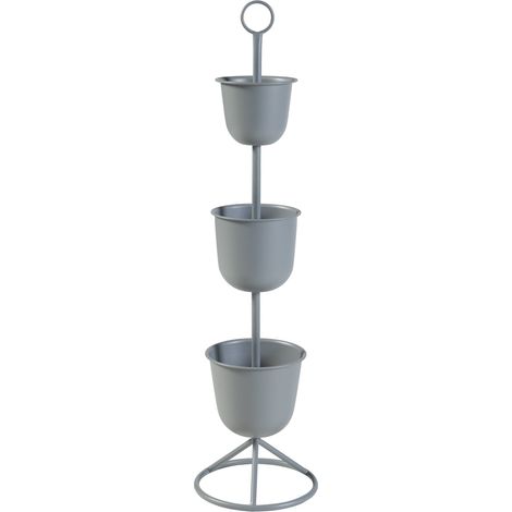 Supporto per piante da esterno 110 x 28 cm 3 vasi grigi 030010317