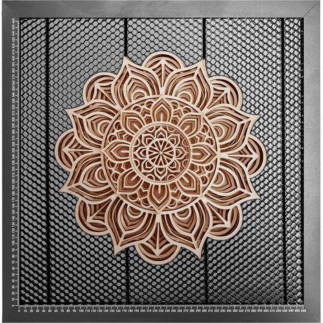 Table de travail en nid d'abeille pour graveur laser, plateforme en acier pour machine laser, découpe nette, 300 x 300 x 22 mm, protection de table pour la gravure sur bois, cuir, métal et acrylique. (1/2)