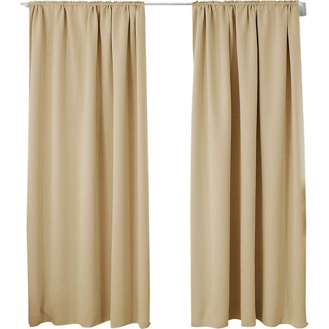 WOLTU 2 pièces Rideaux occultant, pour Maison intérieure pour fenêtre et Porte Isolant Thermique, 135x245cm, Champagne VH5880cp-2