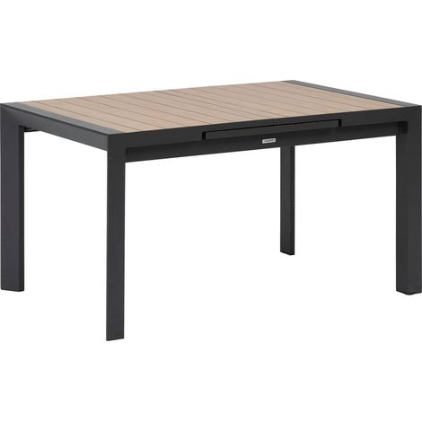 Table de Jardin Extensible Evasion Gris Graphite - 8 Places - Aluminium Antirouille Aluminium Effet Bois - Meuble d'Extérieur Rallonge (1/5)