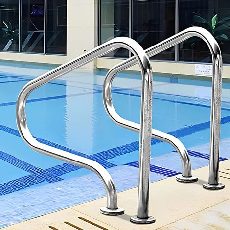 2 Pack Main Courante Acier Inoxydable Base Large 120kg Pour Entrée Piscine Creusée (1/5)