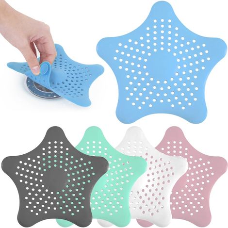 Filtre Évier - Filtre Douche Silicone Forme Étoile De Mer - Pour Cuisine Salle De Bain Lavabo Baignoire - Lot De 5 Pièces (1/5)