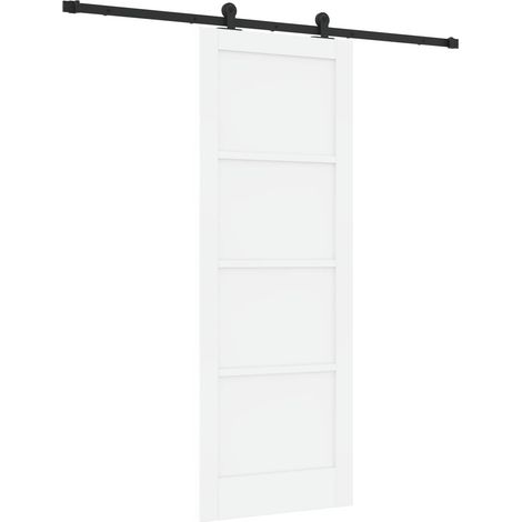 Porta scorrevole 78 x 211 cm Legno ingegnerizzato Bianco e Nero vidaXL (1/5)