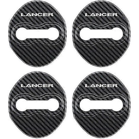 Lot de 4 caches de serrure de porte en acier inoxydable pour Mitsubishi Lancer - Accessoires de protection et de décoration - Panneaux et pièces de porte intérieure - Fibre de carbone (1/5)