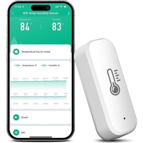 ZigBee Capteur de température et d'humidité Tuya Smart Thermomètre hygromètre avec contrôle par application et fonction d'alarme Compatible avec Alexa & Google Home, passerelle ZigBee 3.0 requise (1/5)