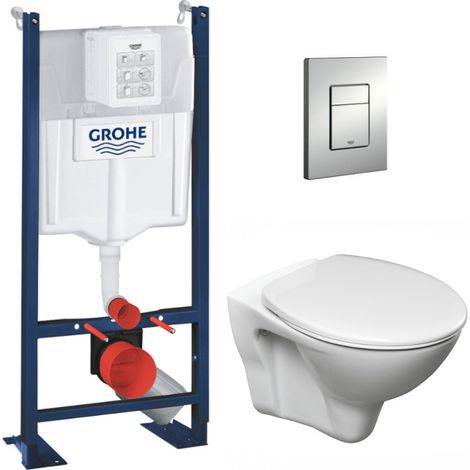 Pack WC Bâti Autoportant Rapid SL + WC suspendu Jika Neo avec abattant + Plaque chrome (ProjectS-LinePro-1-SP)