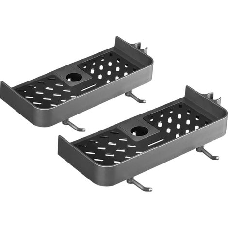 Étagères de douche en 2 pièces, barre rangement coulissante, paniers salle bain, support pour (1/5)