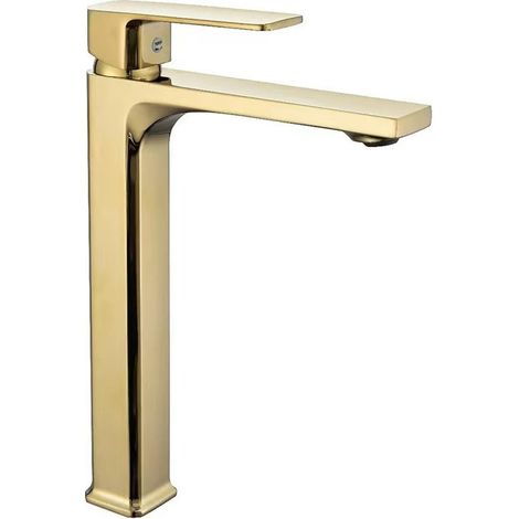 Robinet de lavabo en alliage de laiton avec eau chaude et froide, pour meuble-lavabo, robinet monotrou anti-éclaboussures - modèle haut de gamme en or brossé