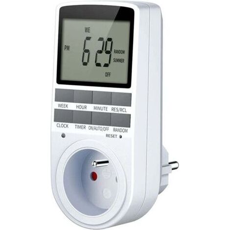 Programmierbarer digitaler Zeitschalter für die Steckdose mit großem LCD-Display, 10 Tages-/Wochenprogramme mit Diebstahlschutz und Zufallsmodus, max. 36 (1/4)