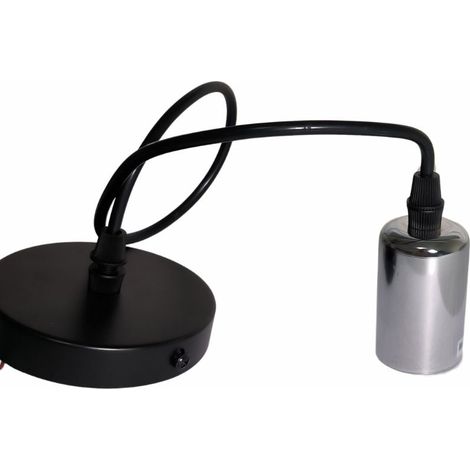Lot de douilles pour lampe suspendue E27 avec rosace et câble de 1 mètre, argent
