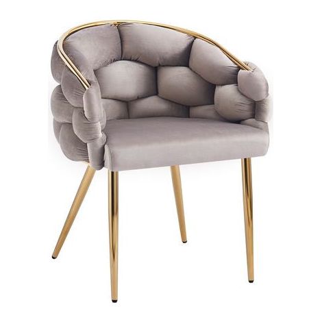Lot de 2 chaises BALLON pieds Gold - Taupe (1/2)
