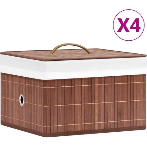 Boîtes de rangement en bambou, lot de 4, marron (1/5)