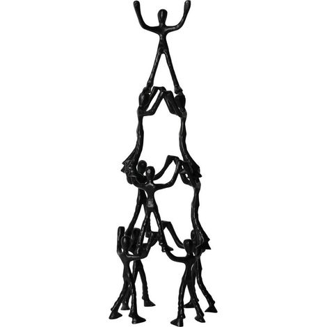 Tower of Humans Sculpture - Aluminium - L20.5 x W20.5 x H62 cm - Black