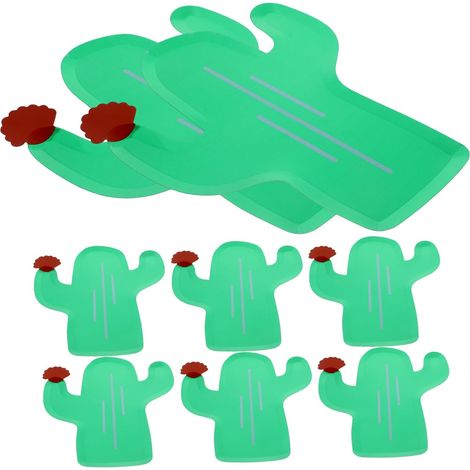 Assiette en Papier Tropicale Cactus 8pcs pour Camping et Présent de Diplôme, Vaisselle de Table Hawaïenne Festive Facile à Nettoyer (1/5)
