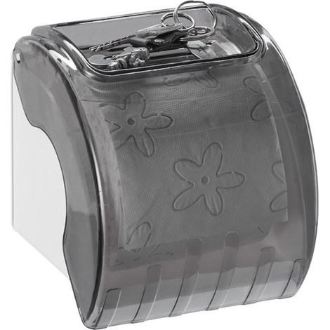 Relaxdays Porte-papier toilette avec rangement et couvercle, support en plastique HxLxP: 15 x 13,5 x 15 cm, gris-vert (1/4)