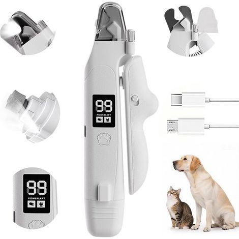 Cortauñas para mascotas,Cortauñas LED 2 en 1,Cuidado seguro y sin preocupaciones para las patas de tu mascota,Apto para gatos y perros,Blanco (1/5)