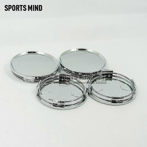 Lot de 4 cache-moyeux de roue de 63 mm en plastique sans logo, pour voiture. Cache-moyeu élégant et résistant, couleur argent. (1/4)