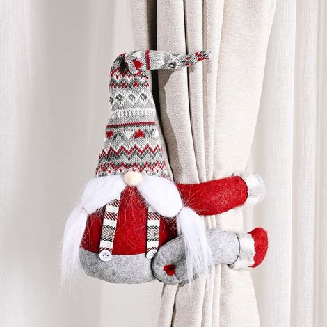 Attache De Rideau - Motif Bonhomme De Neige Ou Pere Noël - Décoration Festive Pour Fenêtre - 38 X 26 Cm - 1 Pièce (1/2)