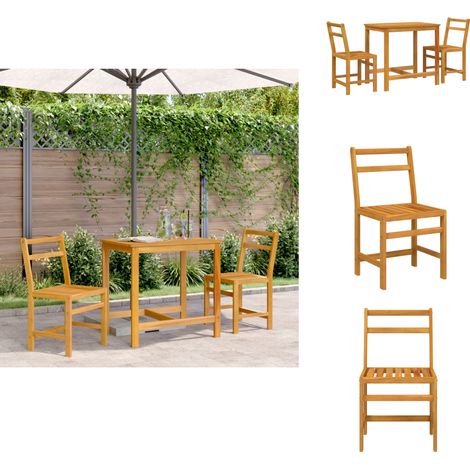 Ensemble de balcon 3 pcs bois d'acacia solide - Meubles De Jardin - Salon De Jardin - Mobilier Extérieur - Acacia Massif - Table Et Chaises (1/5)