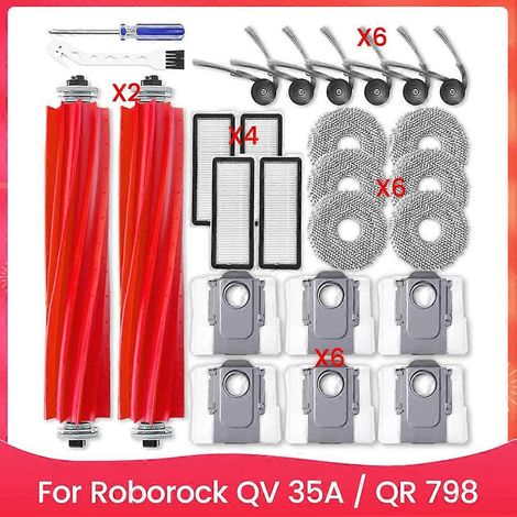 Zubehörset für den Roborock QV 35A / QR 798 Staubsauger: Seitenbürste, HEPA-Filter, Reinigungstuch und Staubbeutel