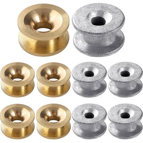 10 Stück, 2 verschiedene Ausführungen von Trimmerkopfösen, Ösenset für Freischneiderköpfe, universelles Ösenset für Freischneider, Rasenmäher und andere Anwendungen, Gold/Silber (1/5)