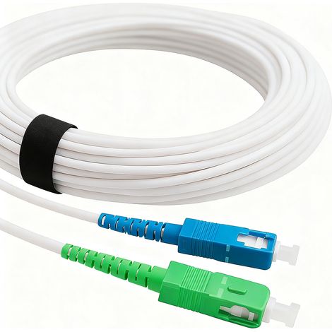Elfcam Glasfaserkabel 40m SC/APC auf SC/UPC Weiß – Singlemode 9/125 µm – Hochleistungs-LWL-Patchkabel für stabile Datenverbindungen