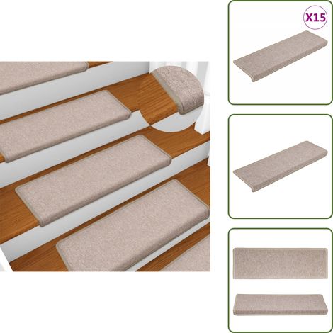 The Living Store Tappetini per scale 15 pz 65x21x4 cm Talpa Bordo rettangolare - Tappetini antiscivolo