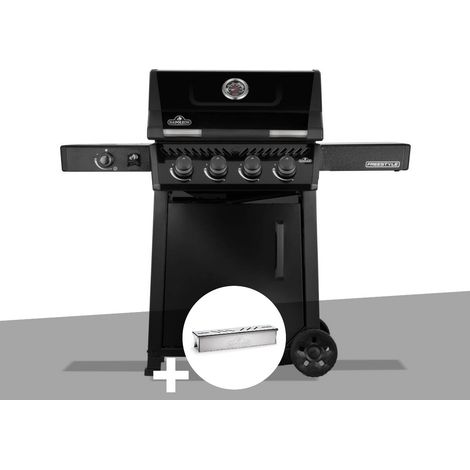 Barbecue gaz Freestyle 425 noir 4 brûleurs + 1 réchaud latéral + Boitier de fumage - Napoléon