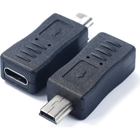 USB-C female to mini-USB male (Type T) adapter for Android phones and tablets, charging and data port (1/5)