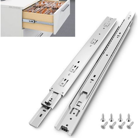 Silberne Schubladenschienen (450 mm), Tragkraft bis zu 45 kg, verzinkt (1/5)