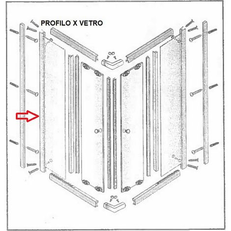 1PZ PROFILO PER VETRO BOX DOCCIA LUSSO
