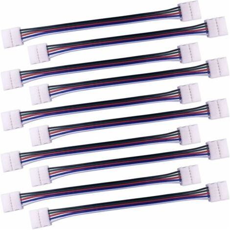 FENOPLASTICA10pcs Câble connecteur RGBW 5 Broches Lampe Bande LED de 10mm Convertisseur de lumière Ruban LED sans Soudure Adaptateur pour connecter 2 Bandes LED SMD 5050 RGBW Ensemble-17cm Long (1/4)