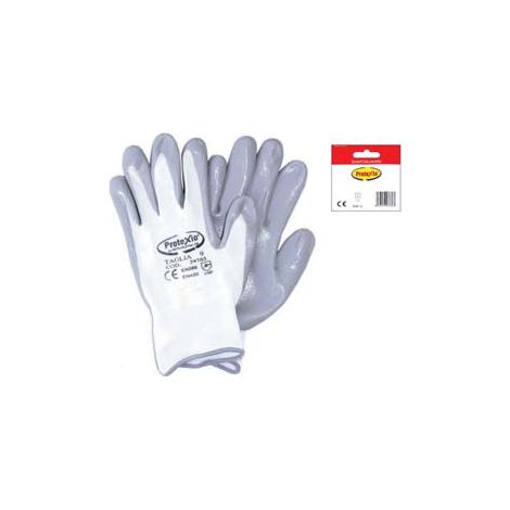 GUANTI DA LAVORO IN POLIESTERE CON PALMO RICOPERTO IN NITRILE GRIGIO- - tg.M misura 8 - 12 blister EXCEL