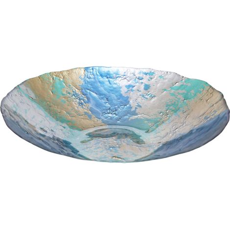 Coupe à Fruits de Présentation de Table en Verre Décoratif Turquoise et Doré 32 cm - PANGIVO (1/3)