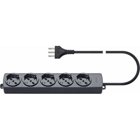 01294.CC Enchufe Móvil Múltiple 5 Salidas con Cable Negro