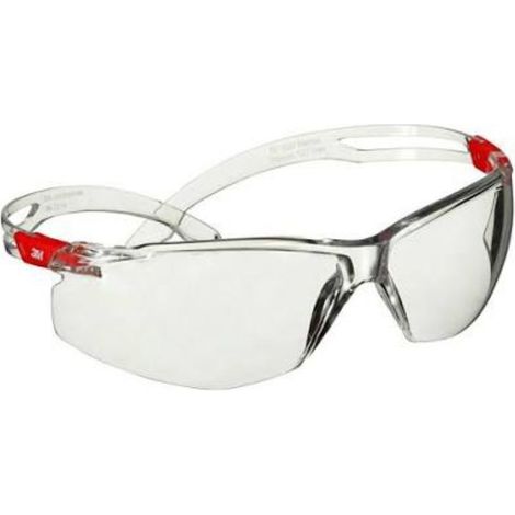 Lunettes de securite 3M SecureFit 500 monture transparente et rouge revetement antibuee/antirayure Scotchgard (K&N) optique transparente SF501SGAF-RED-EU