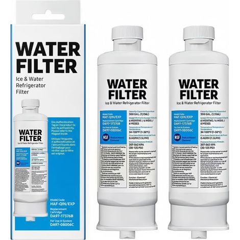 Compatibile con Samsung DA97-17376B, HAF-QIN/EXP, filtro acqua per frigorifero, certificato NSF, cartuccia filtro a carboni attivi, durata 6 mesi, facile installazione (2, bianco) (1/5)