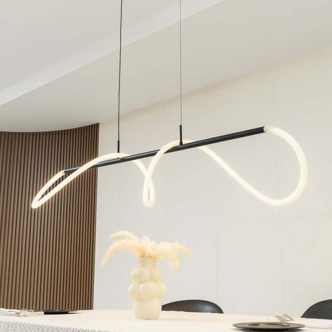 [GEBRAUCHT] B-Ware Lucande Hängeleuchte Pendelleuchte LED Leuchte schwarz weiß Eisen Silikon Textil (1/2)