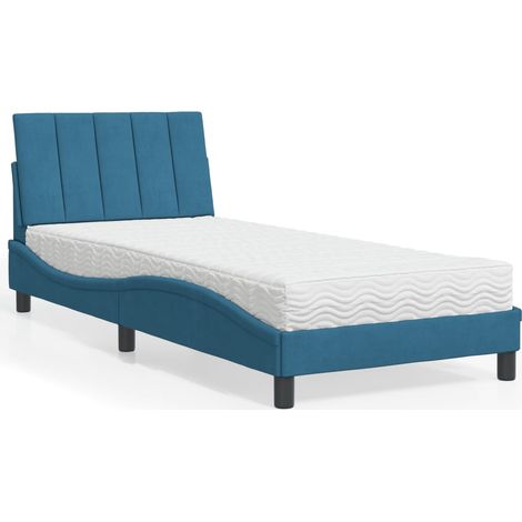 Cama con colchón Hanko terciopelo azul 90x190 cm vidaXL (1/5)